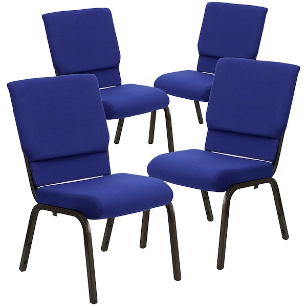Flash Furniture 18.5"W Stacking Church Chair in Navy Blue Fabric, 4PK 4-XU-CH-60096-NVY-GG - main